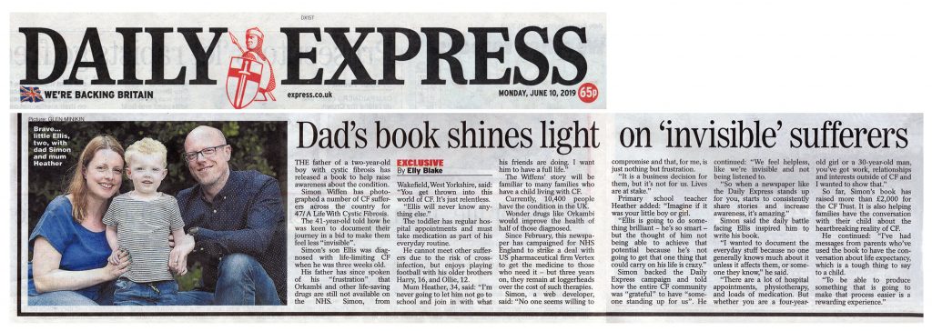 Daily Express article on my book 47 / A Life With Cystic Fibrosis - June 2019