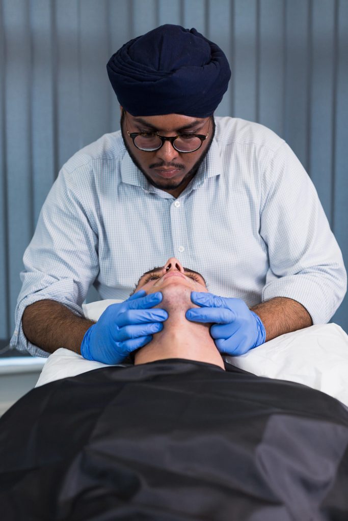 Patient receiving filler treatment