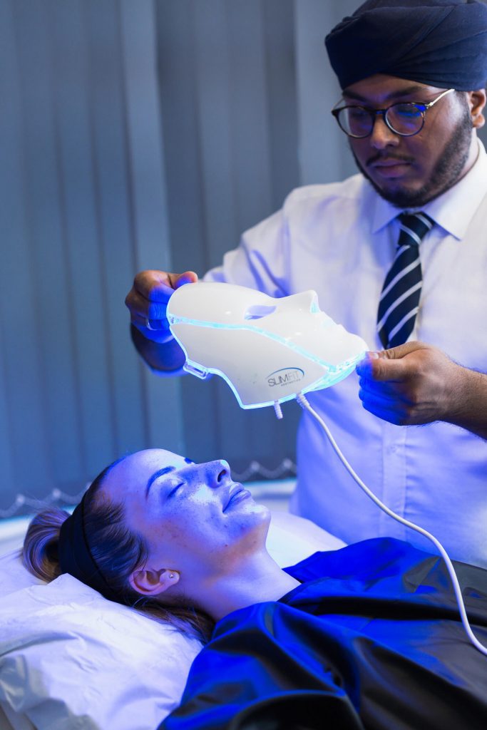 Patient undergoing face peel treatment