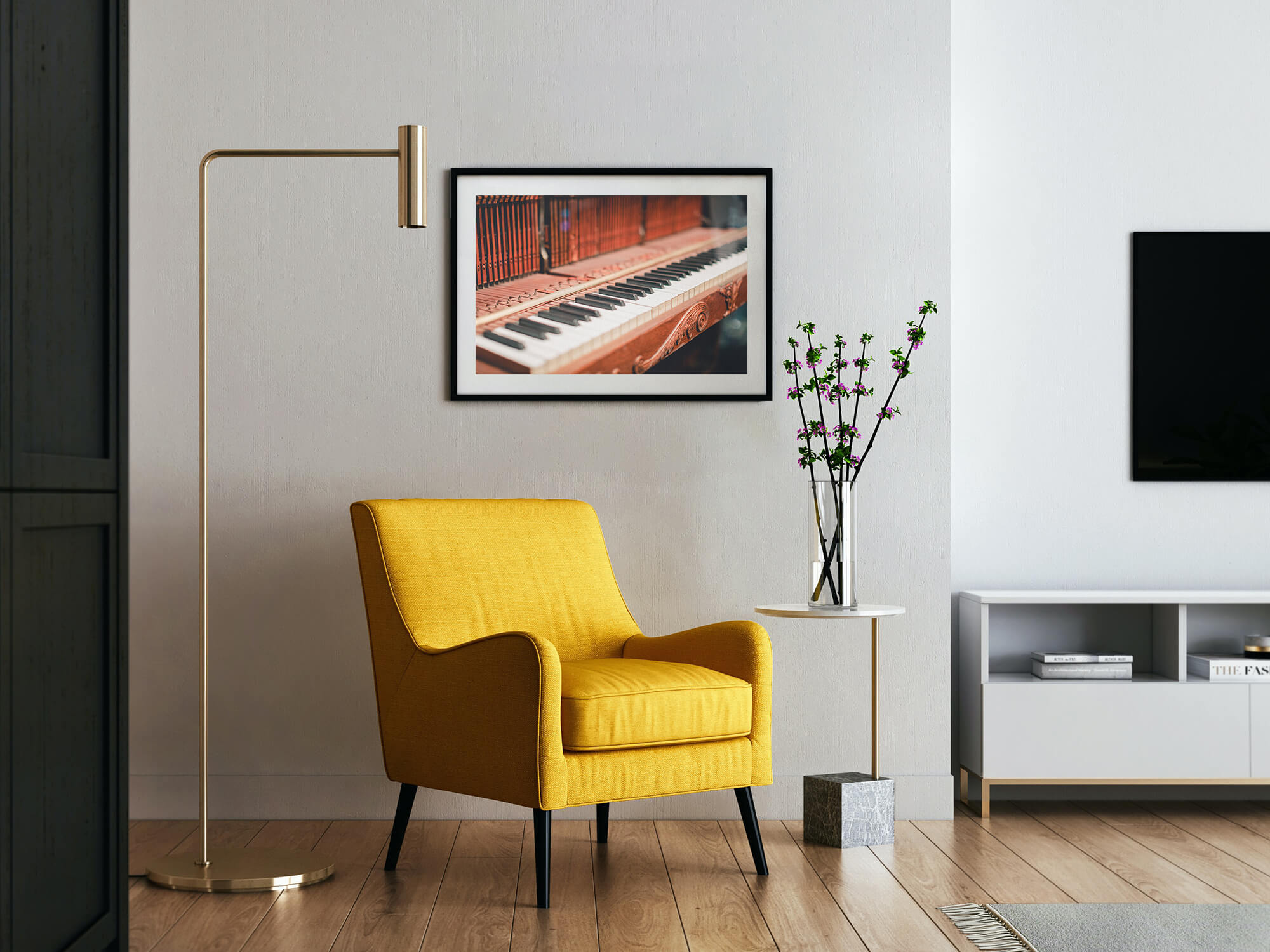 "PIANO" Giclée Fine Art Print (Hanging in room)