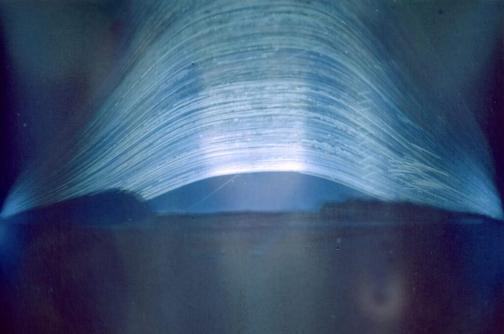 This photo by Regina Valkenborgh depicts 2,953 arced trails of the sun as it rises and falls between summer and winter over a period of eight years and one month.