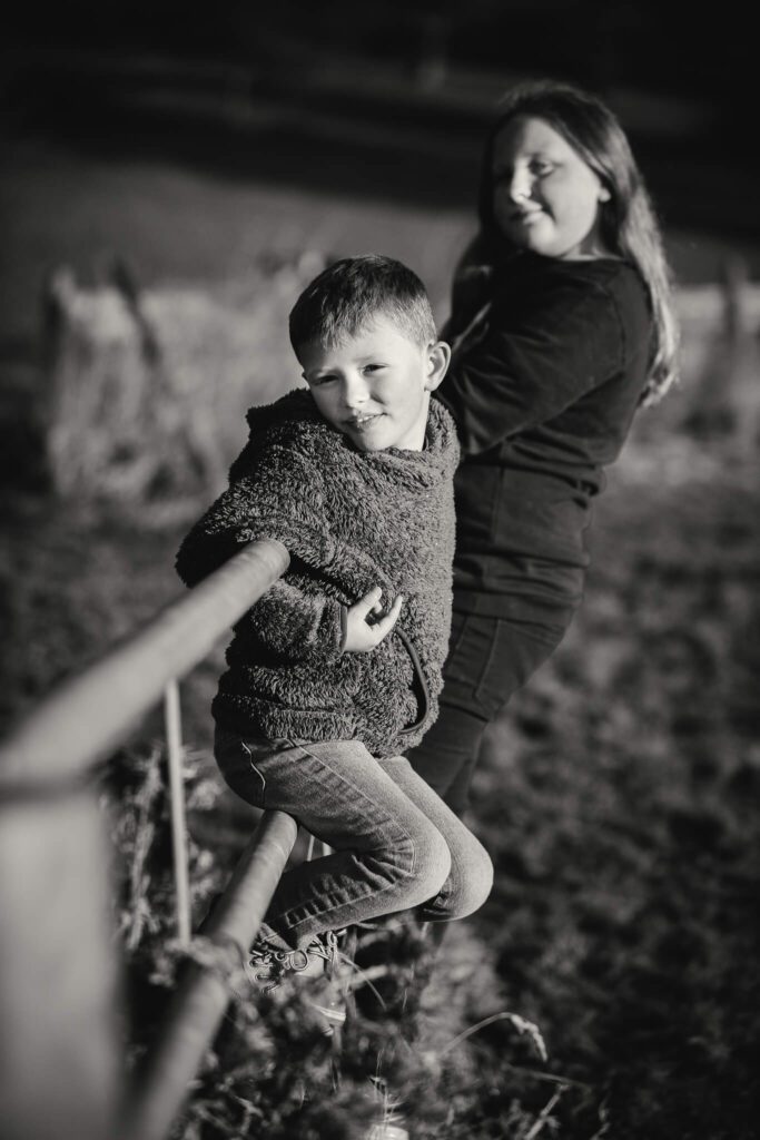 Black and white family photography at Temple Newsam, Leeds