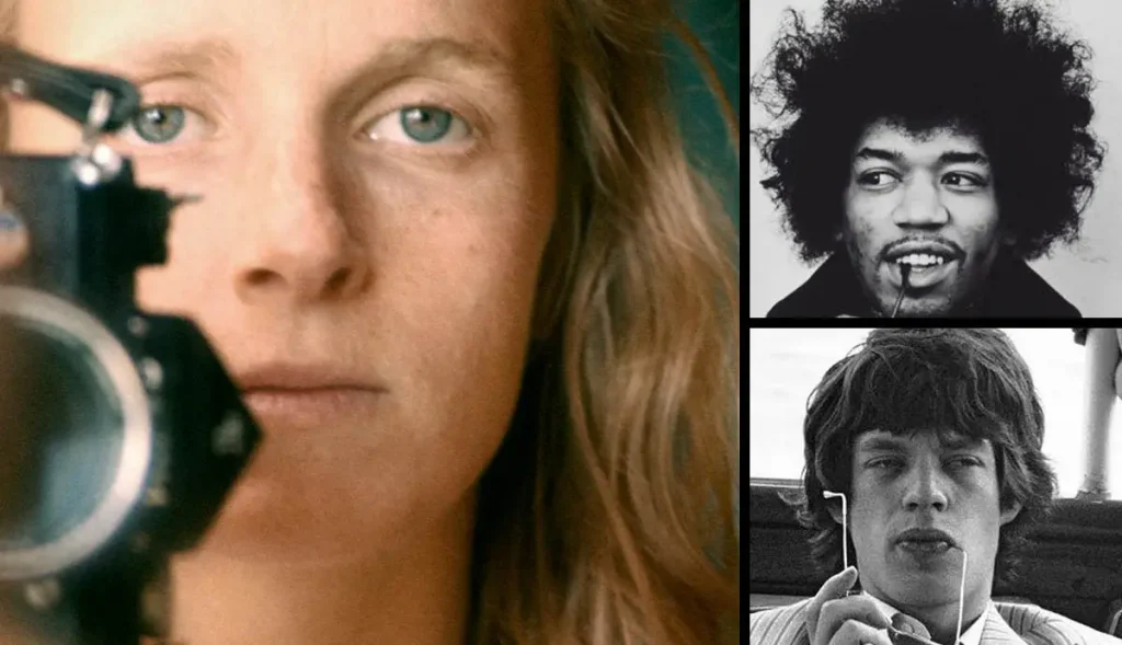 Self portrait, Jimi Hendrix and Mick Jagger by Linda McCartney