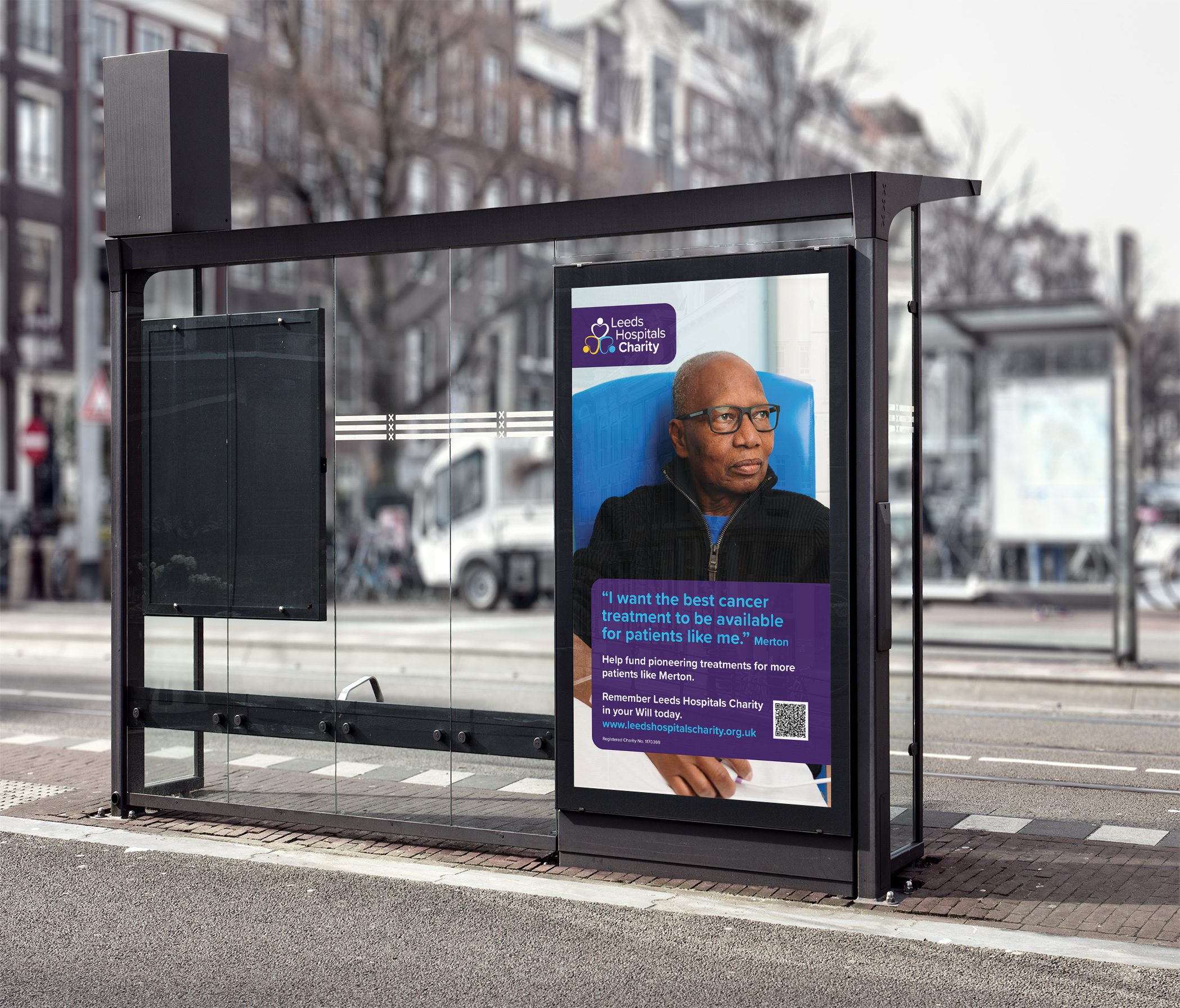 Leeds Hospitals Charity Legacy Giving Campaign Photography artwork on a bus stop