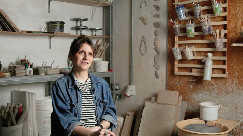 Still frame from film about ceramics artist Hannah Way, The Art House Wakefield
