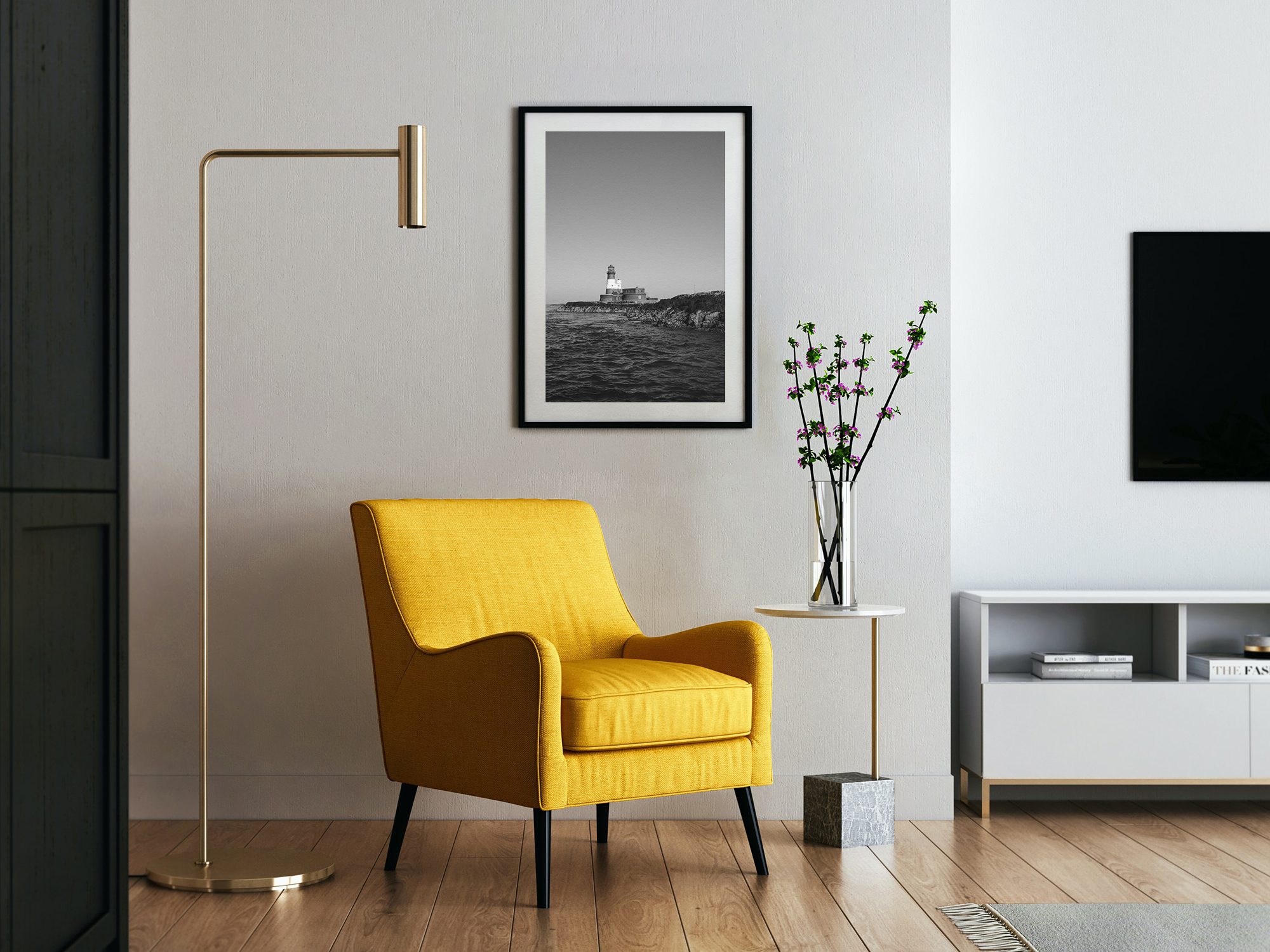 "LONGSTONE LIGHTHOUSE" Giclée Fine Art Print, Farne Islands, Northumberland (Hanging in room)