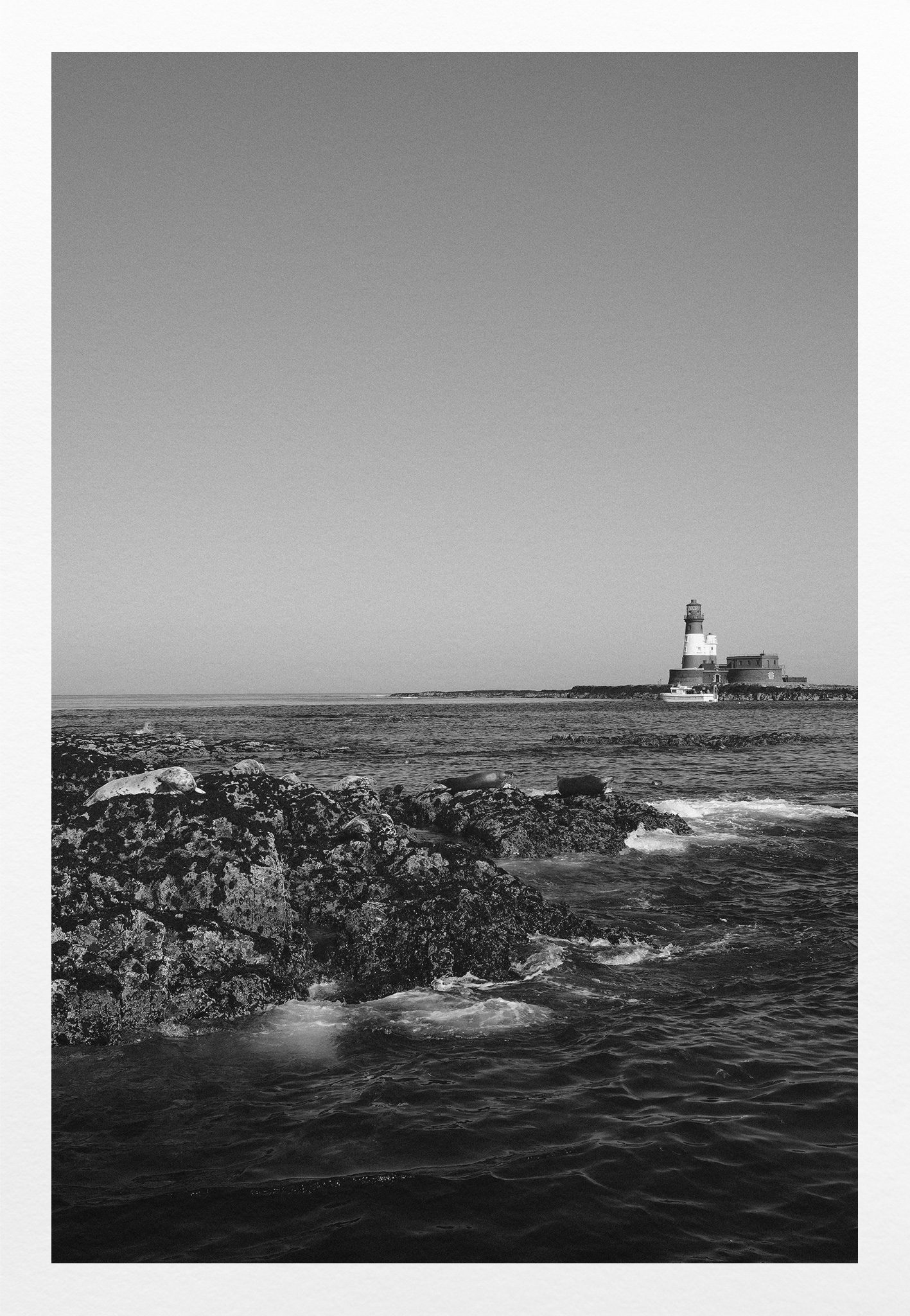 "LONGSTONE LIGHTHOUSE WITH SEALS" Giclée Fine Art Print, Farne Islands, Northumberland (Unframed)