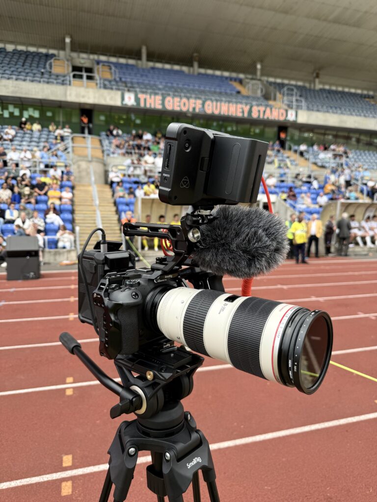 During the match I used a fluid-head video tripod and 70-200mm lens